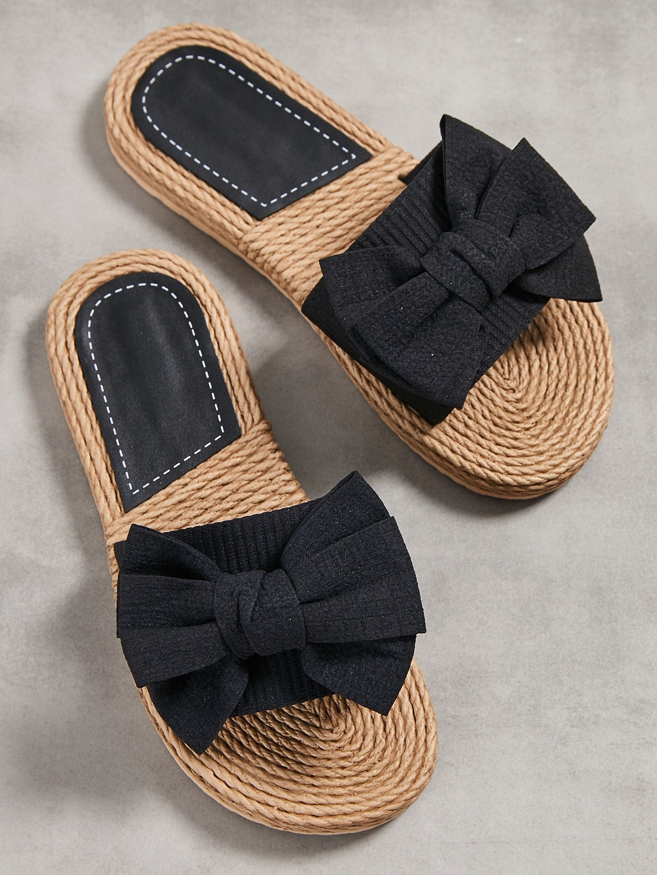 Summer Elegance In Comfort: Women's Bowknot Flat Slide Sandals, Strappy Flats Beach Slips