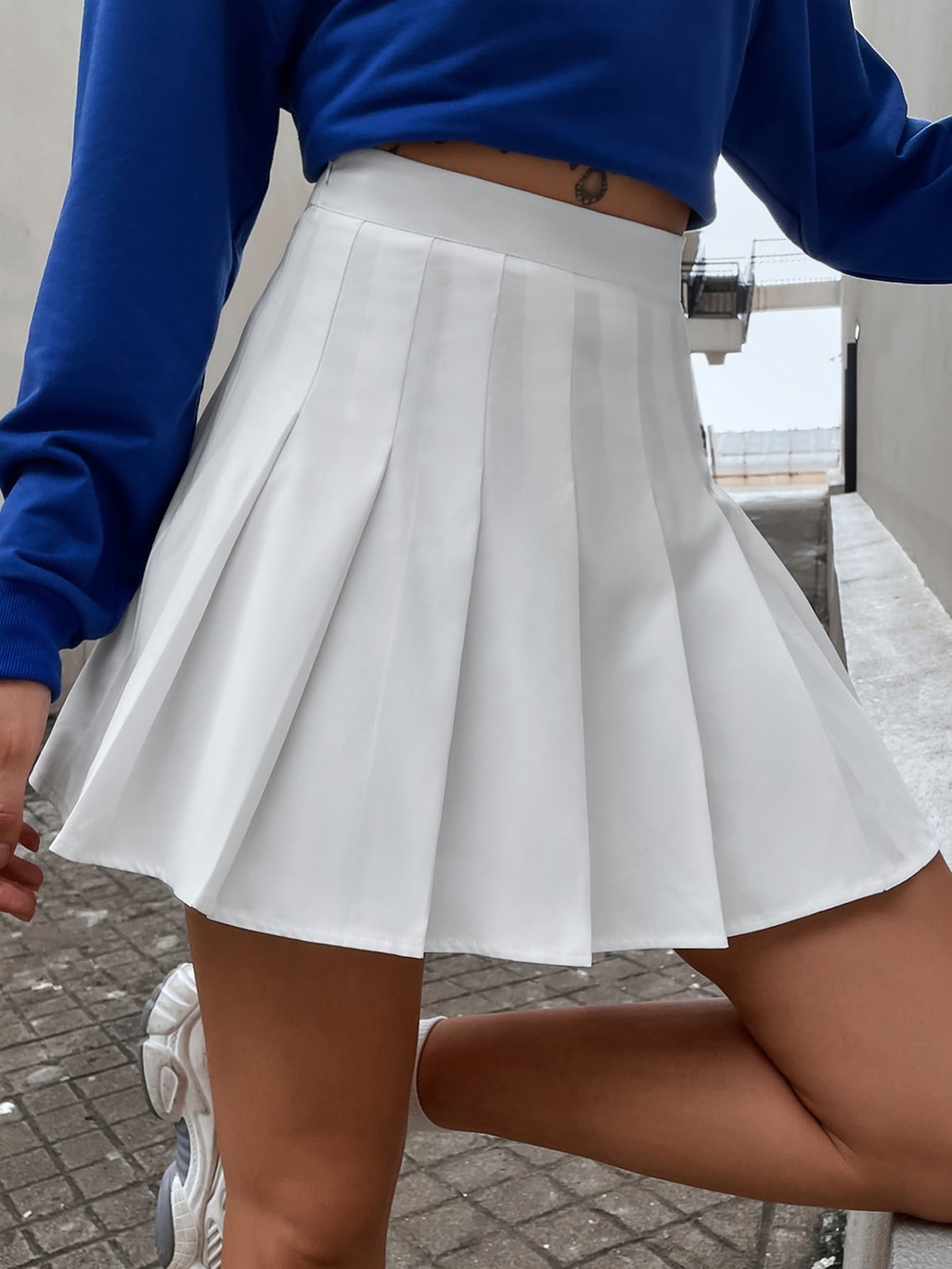 Apricot Color College Style Pleated Skirt, Perfect For Back To School