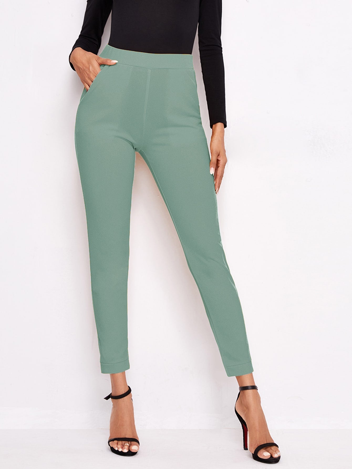 High-Rise Vented Ankle Cut Pants