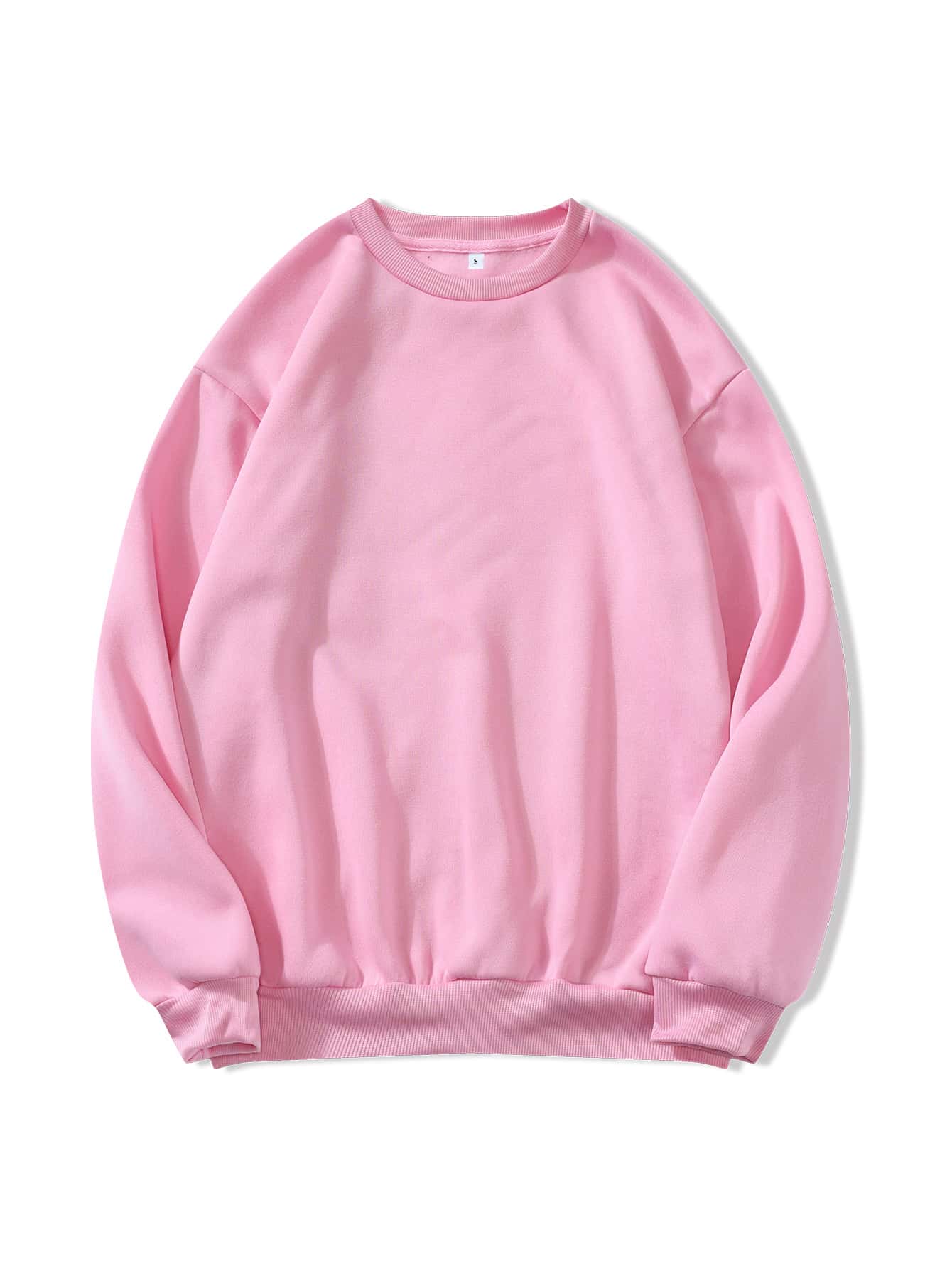 Women's Solid Color Round Neck Drop Shoulder Sweatshirt