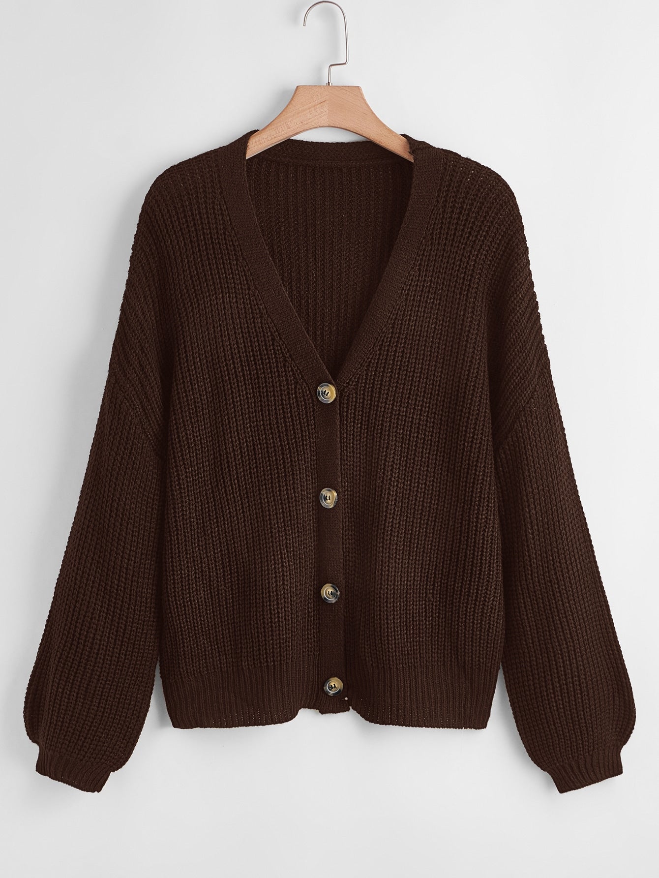 Plus Button Front Drop Shoulder Cardigan