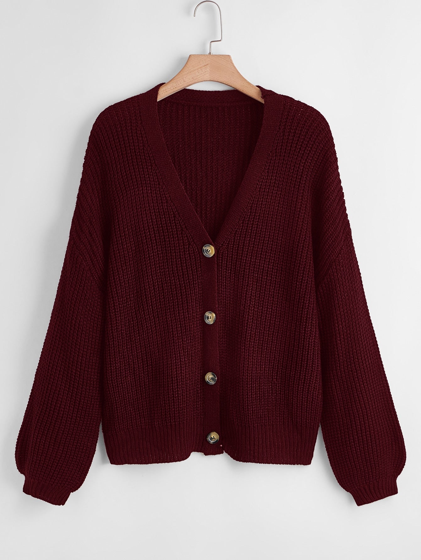 Plus Button Up Drop Shoulder Cardigan