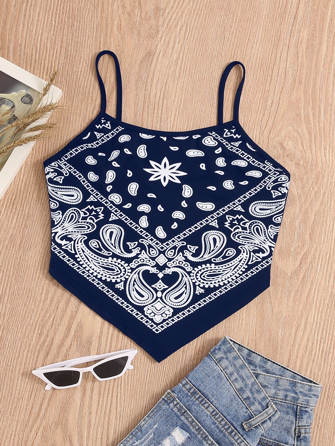 Paisley Print Hanky Hem Cami Top