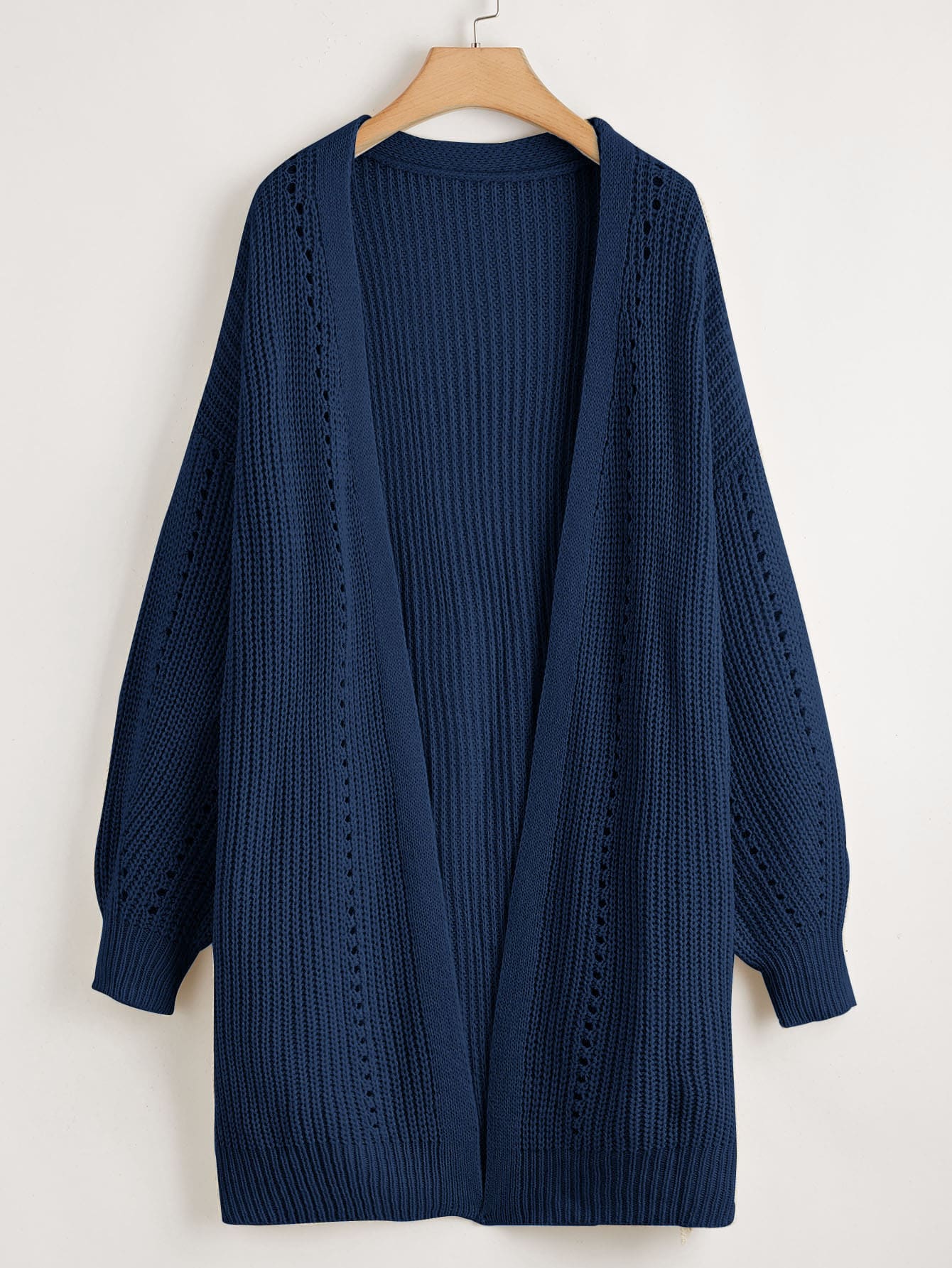 Plus Ribbed Knit Drop Shoulder Cardigan