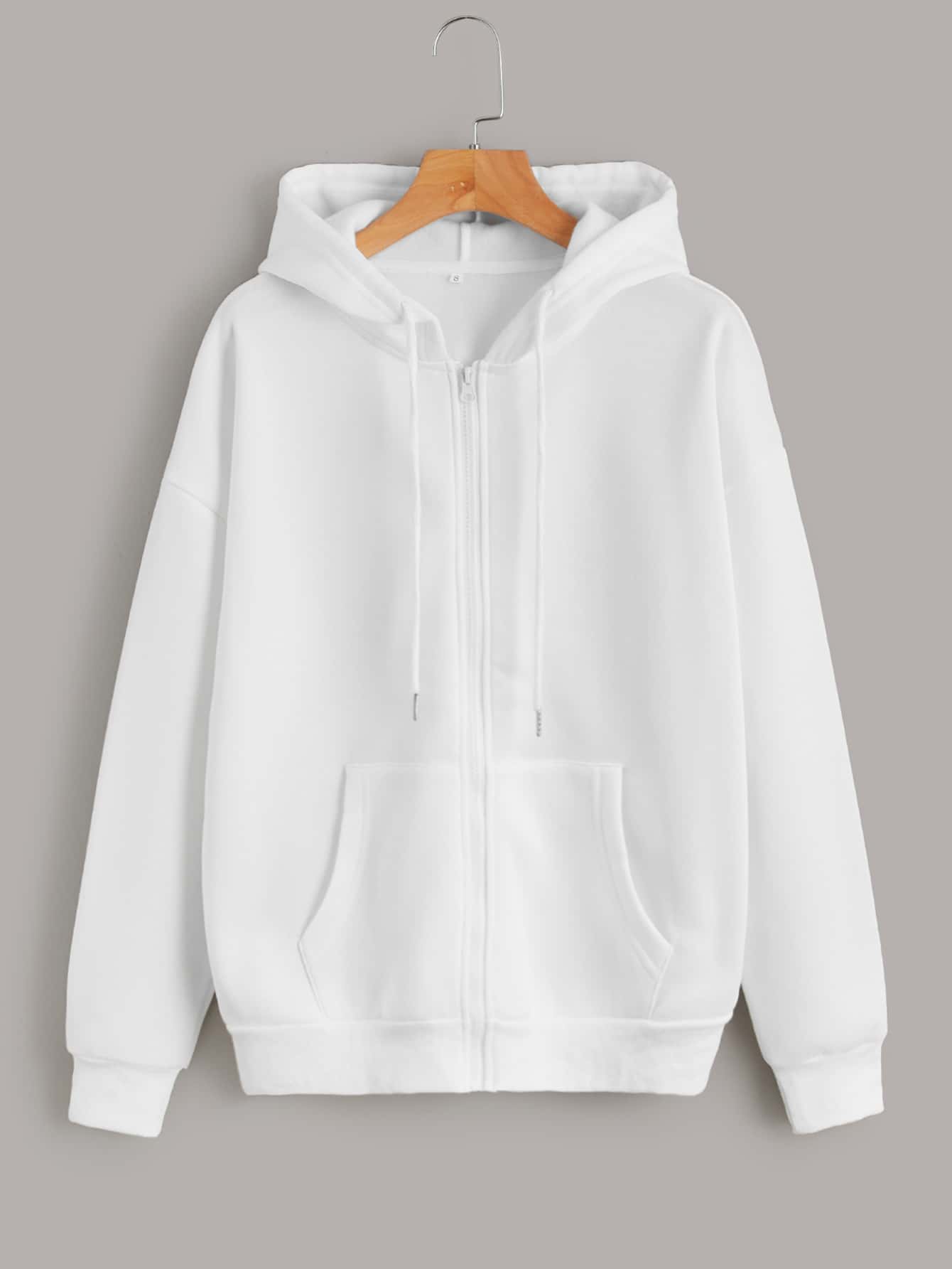 Solid Zip Up Drawstring Thermal Lined Hoodie