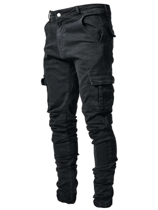 Men Cotton Flap Pocket Zipper Fly Jeans