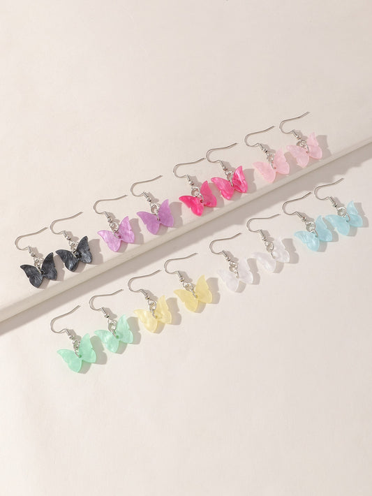 8pairs Girls Butterfly Drop Earrings