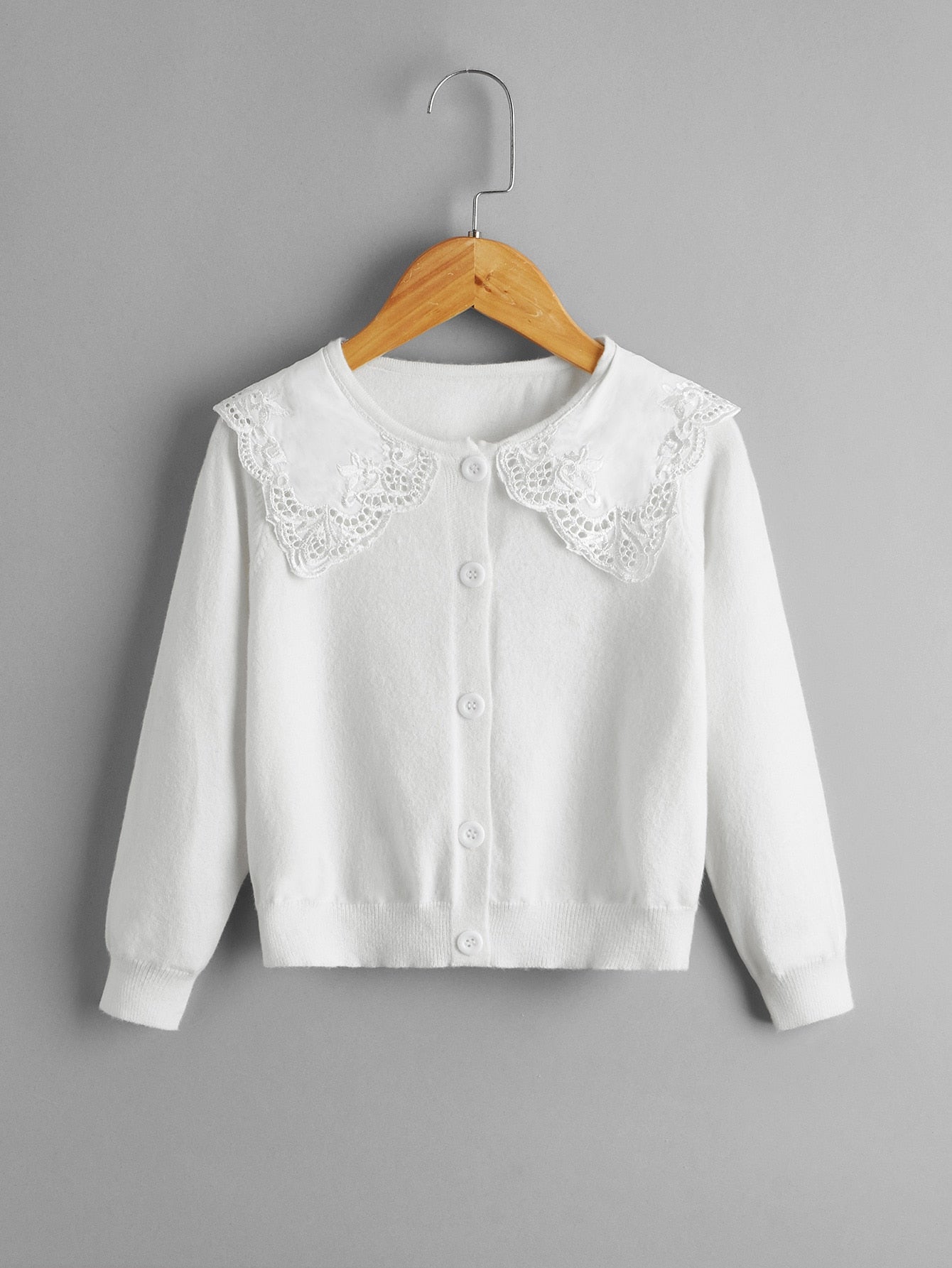 Young Girl Guipure Lace Insert Cardigan