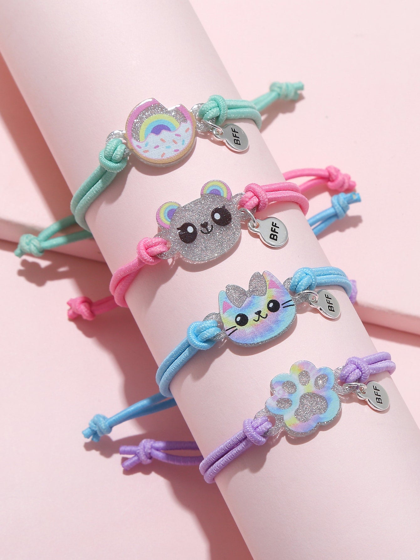 4pcs Toddler Kids Cat Decor Bracelet