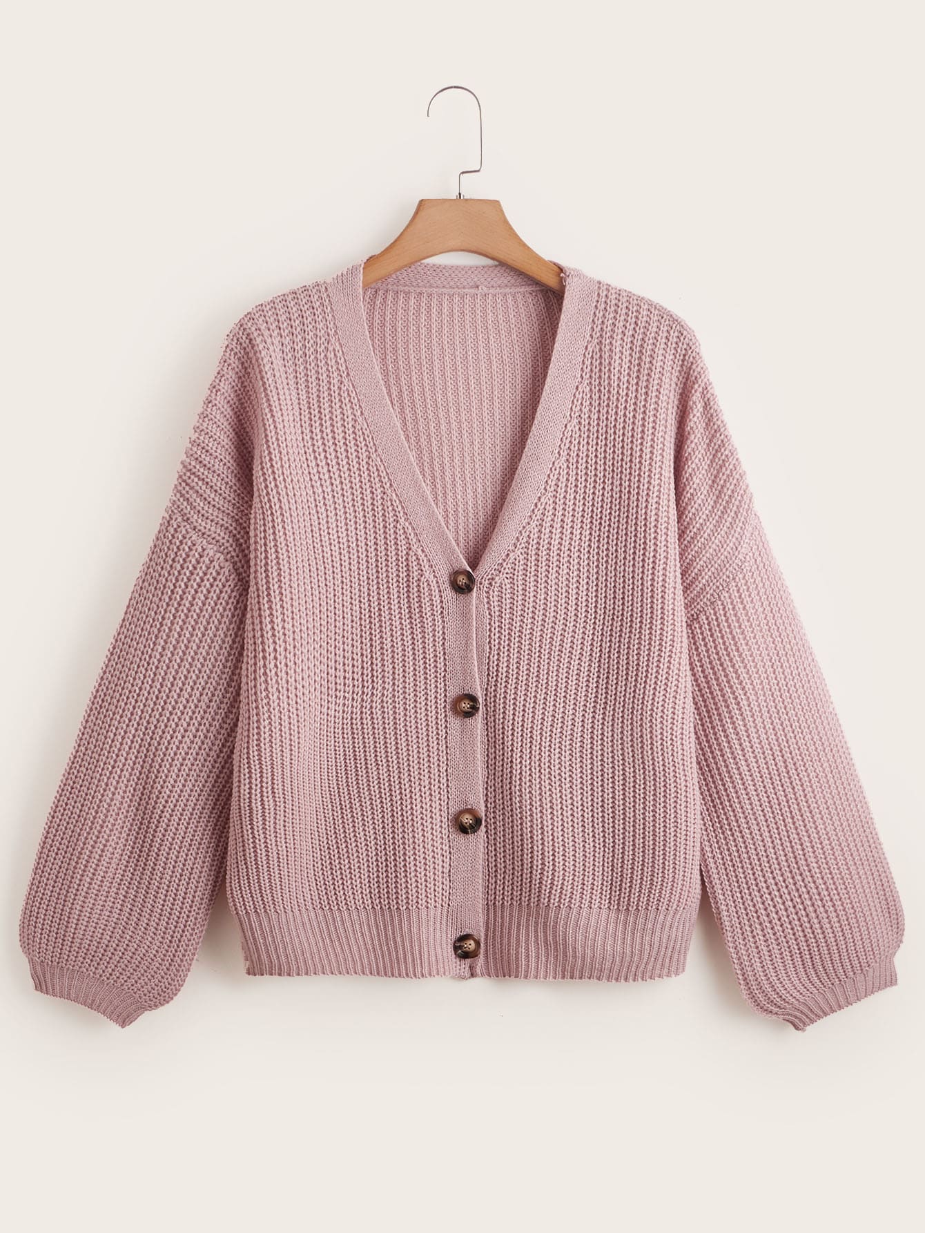 Plus Size Solid Color Drop Shoulder Casual Cardigan