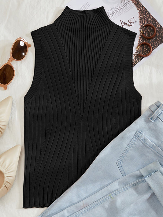 Plus Mock Neck Tank Knit Top