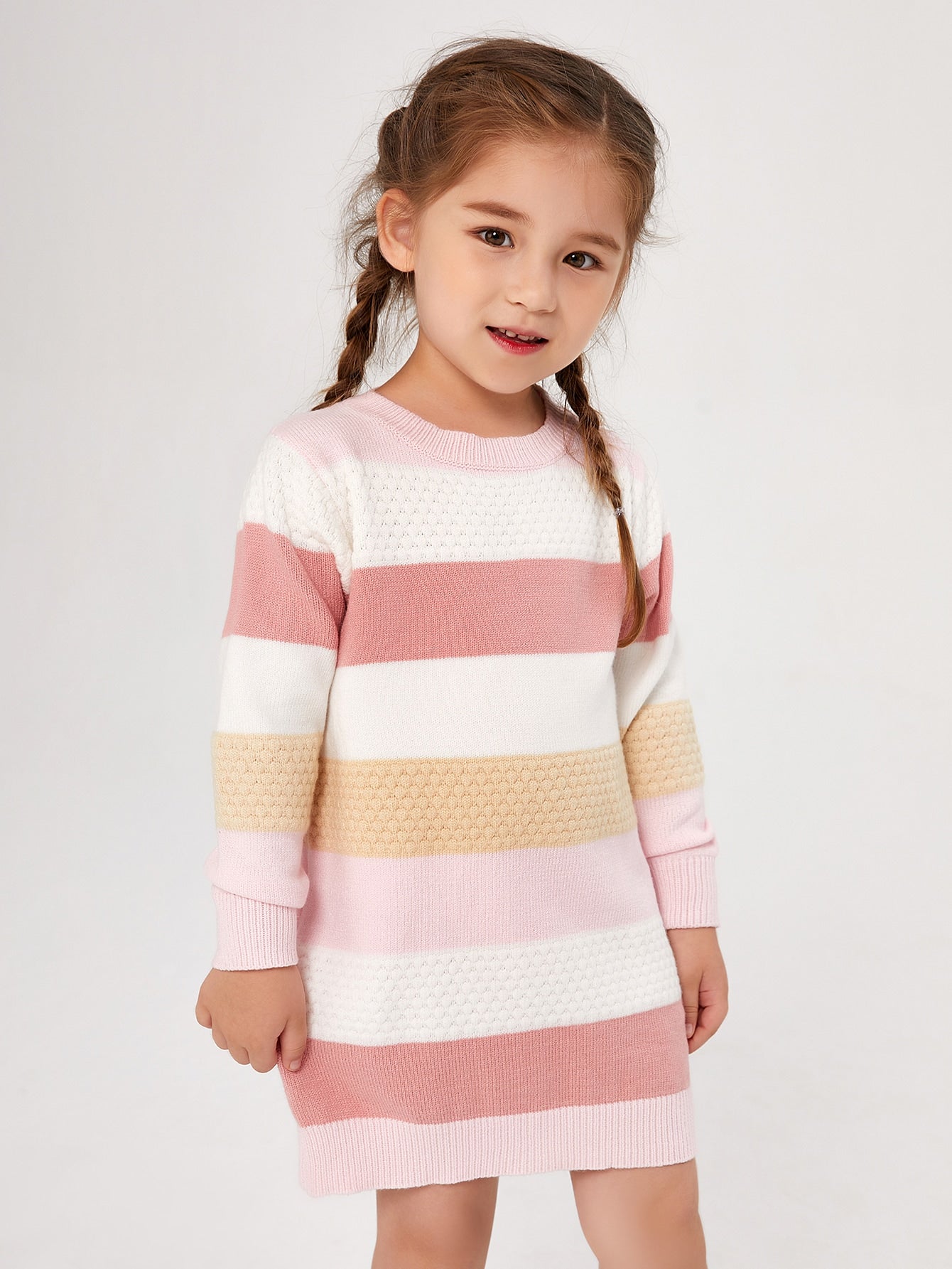 Young Girl Colorblock Sweater Dress