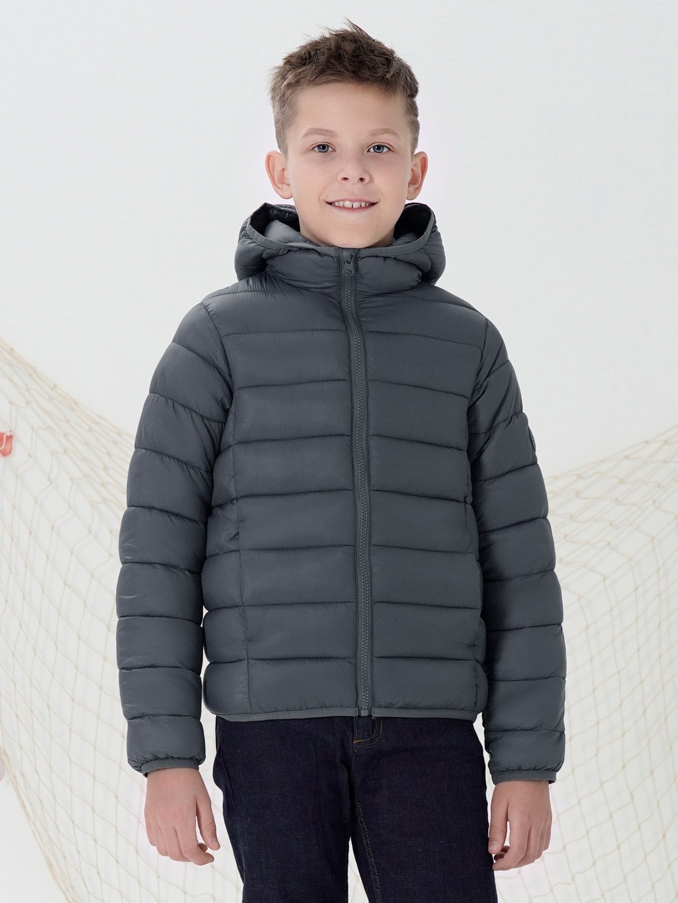 Tween Boy Zip Up Dual Pocket Hooded Winter Coat