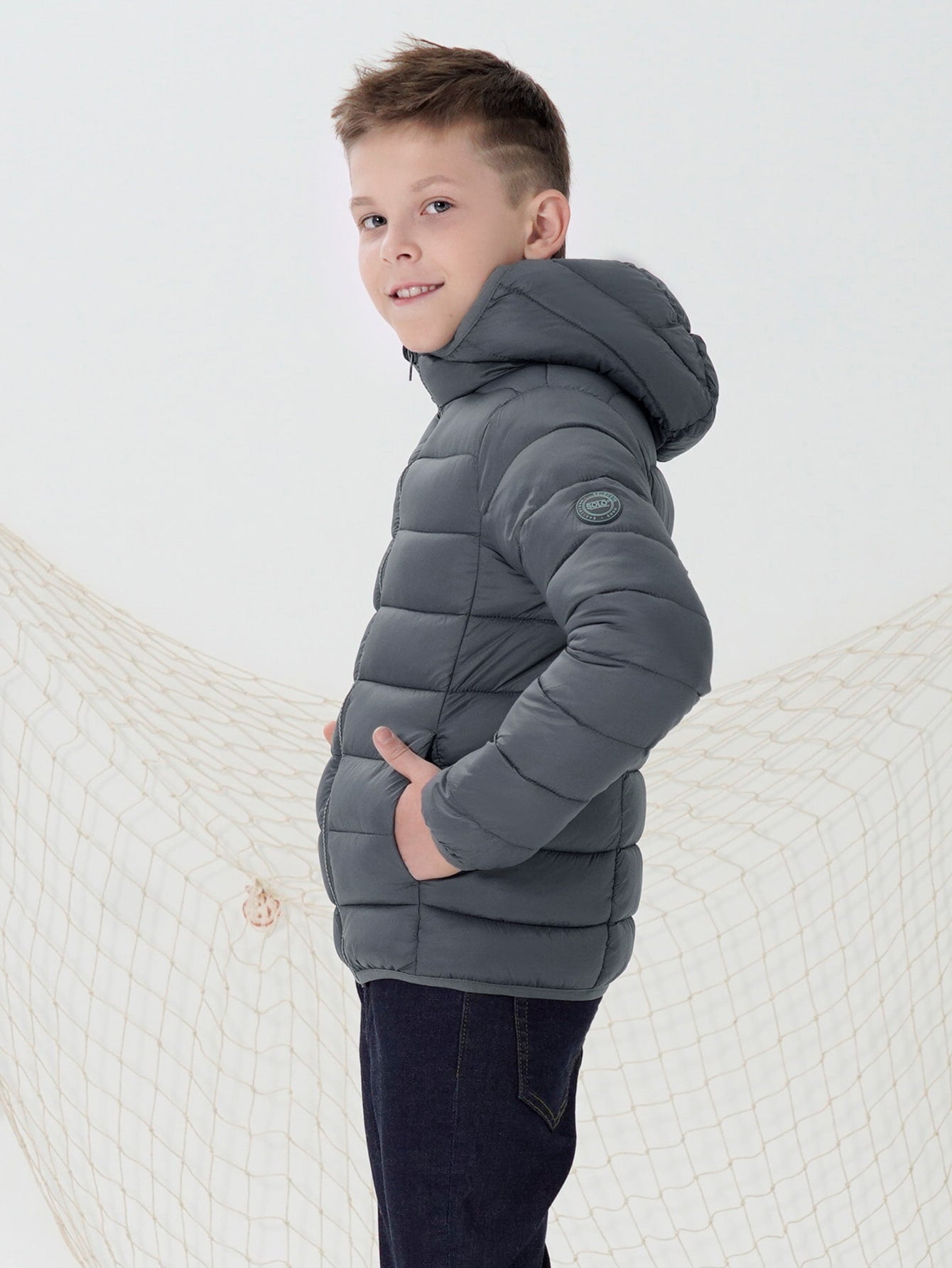 Tween Boy Zip Up Dual Pocket Hooded Winter Coat