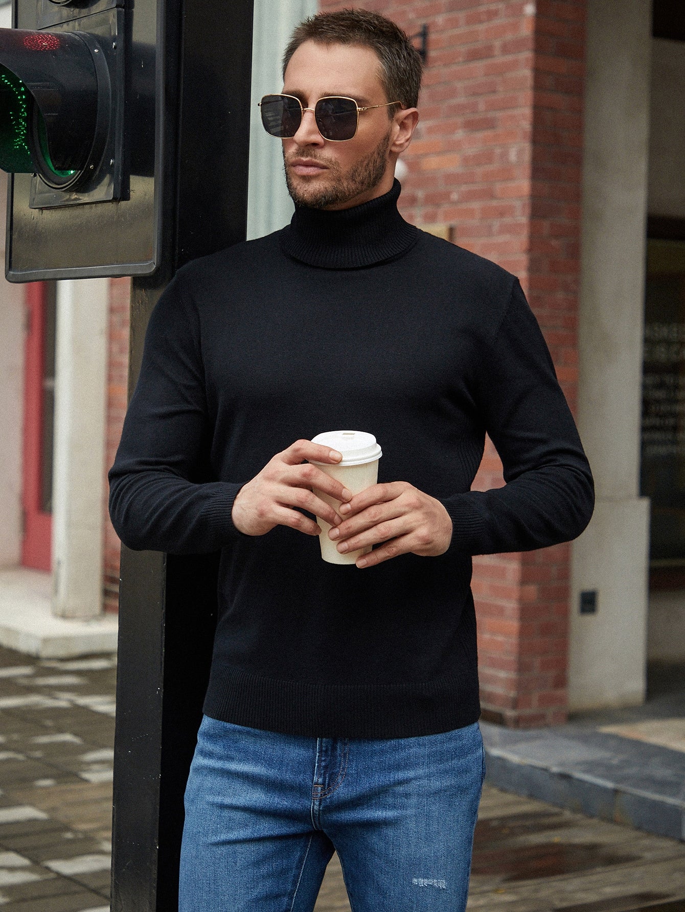 Men Solid Turtleneck Sweater