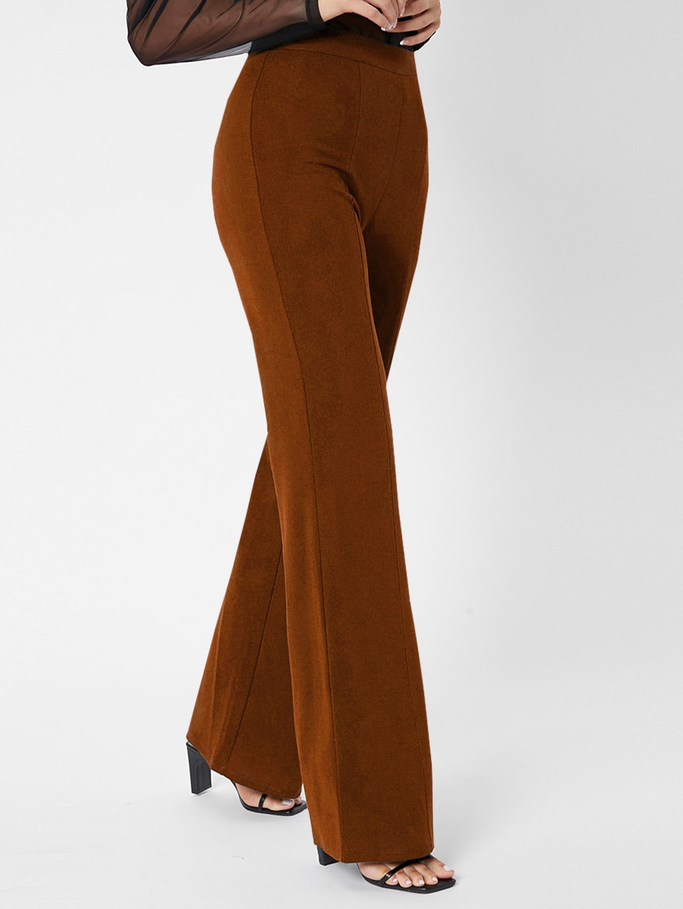 Tall Zipper Back Solid Palazzo Pants