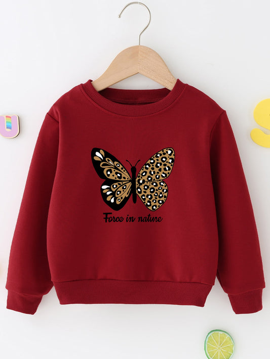 Young Girl Slogan & Butterfly Print Sweatshirt