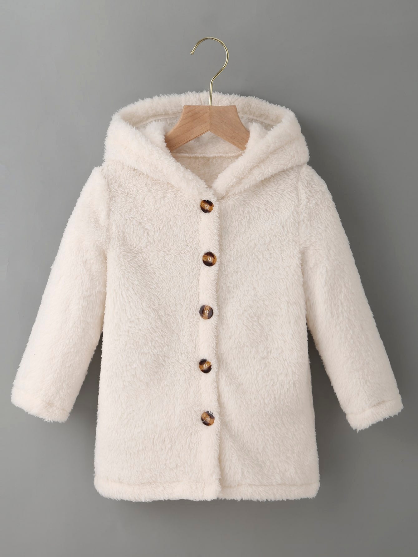 Young Girl Hooded Long Sleeve Fleece Reversible Coat, Solid Color 's Simple Warm Sporty Fashion Outerwear For Autumn Winter