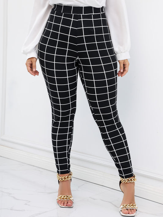 Plus Plaid Print Skinny Pants