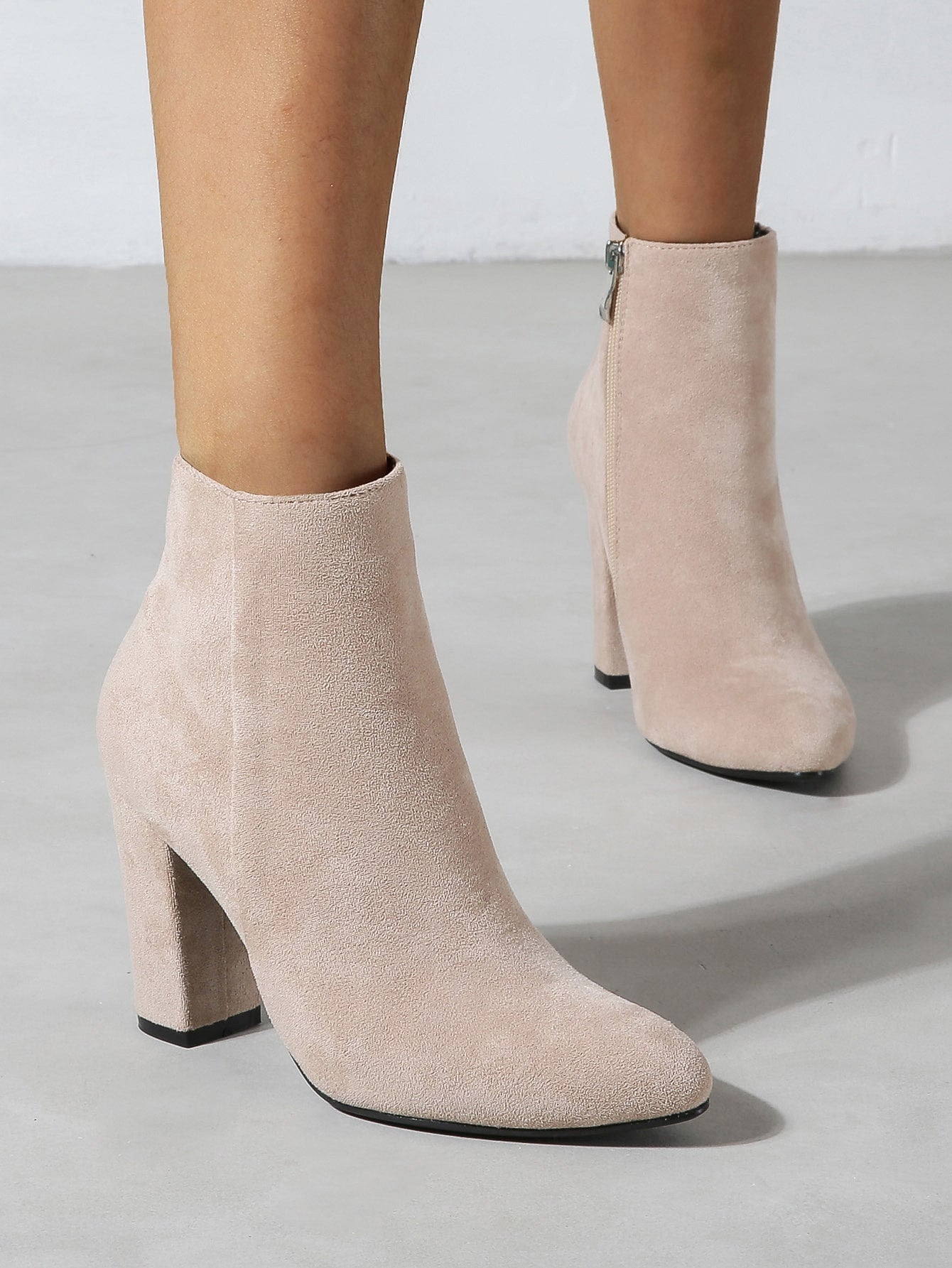Beige Ankle Boots For Women, Fashion Short Boots, Block Heels Winter Boots, Extreme High Heeled Boots