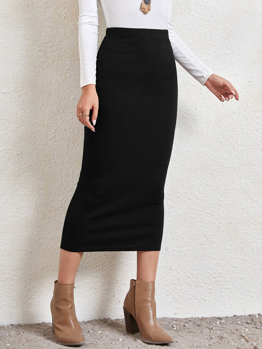 Women High Waist Ribbed Knit Skirt Fall Skirts Business Casual Women Teacher Clothes