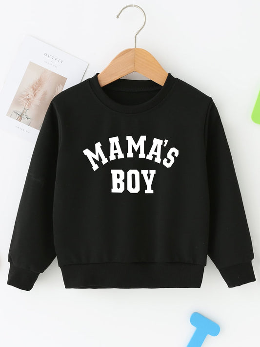 Young Boy Letter Graphic Round Neck Pullover