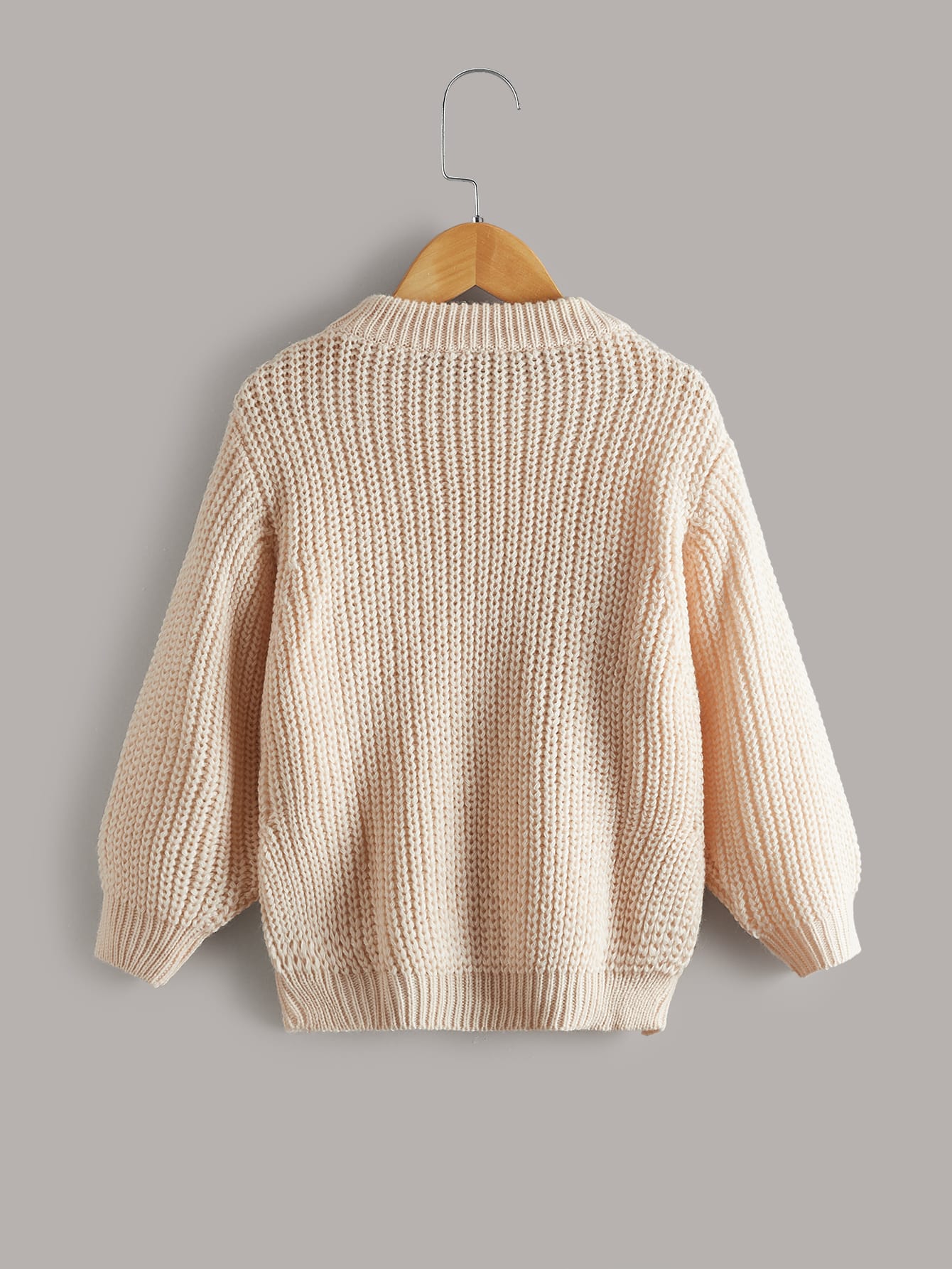 Young Girl Cable Knit High Low Hem Sweater