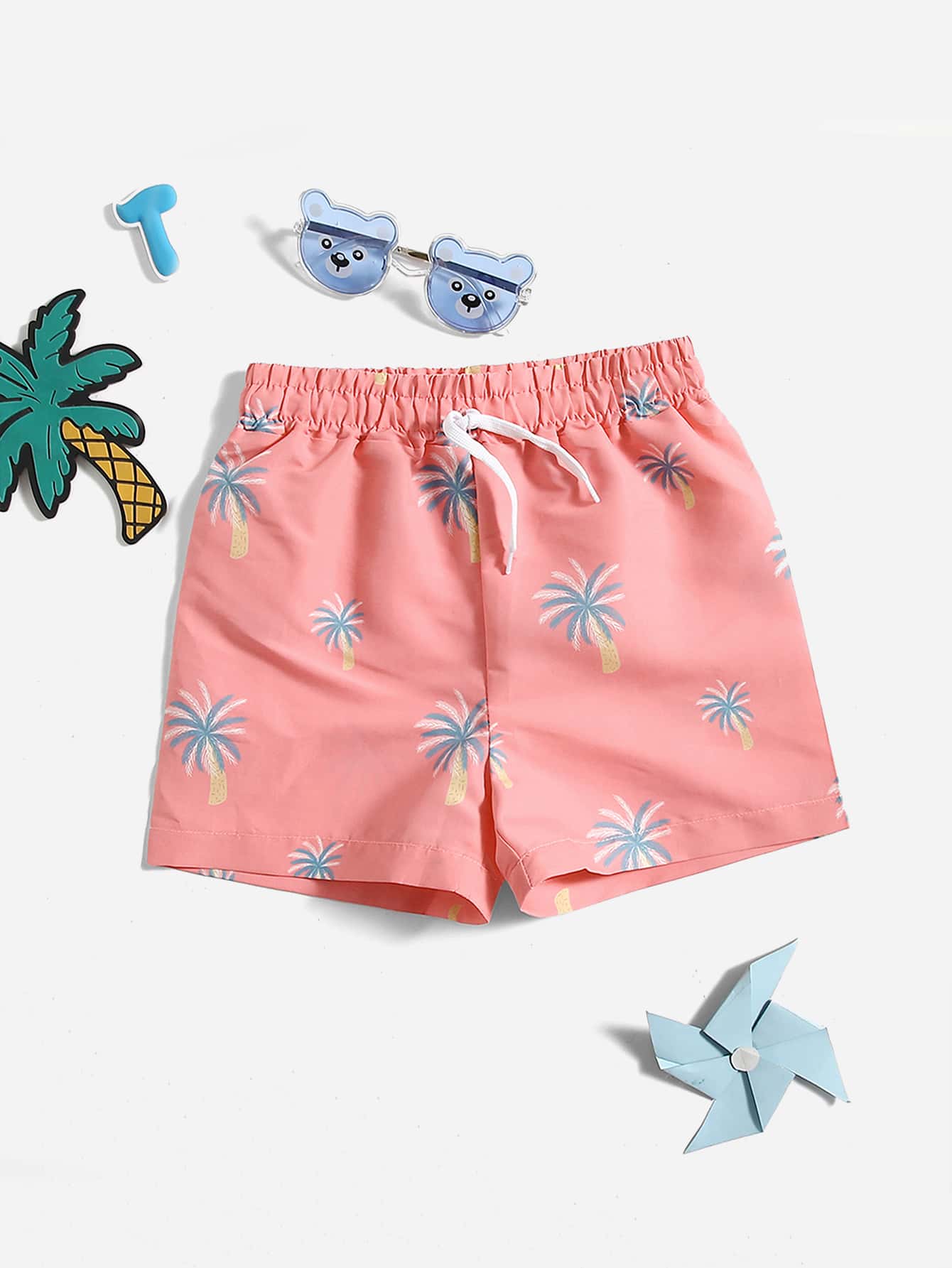 Tween Boy Palm Tree Print Swim Shorts