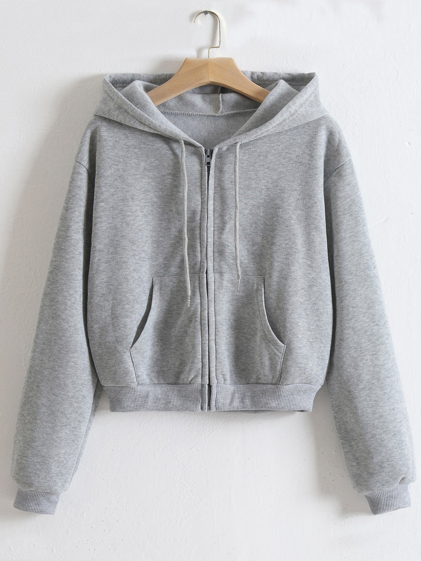 Zip Up Drawstring Thermal Lined Hoodie