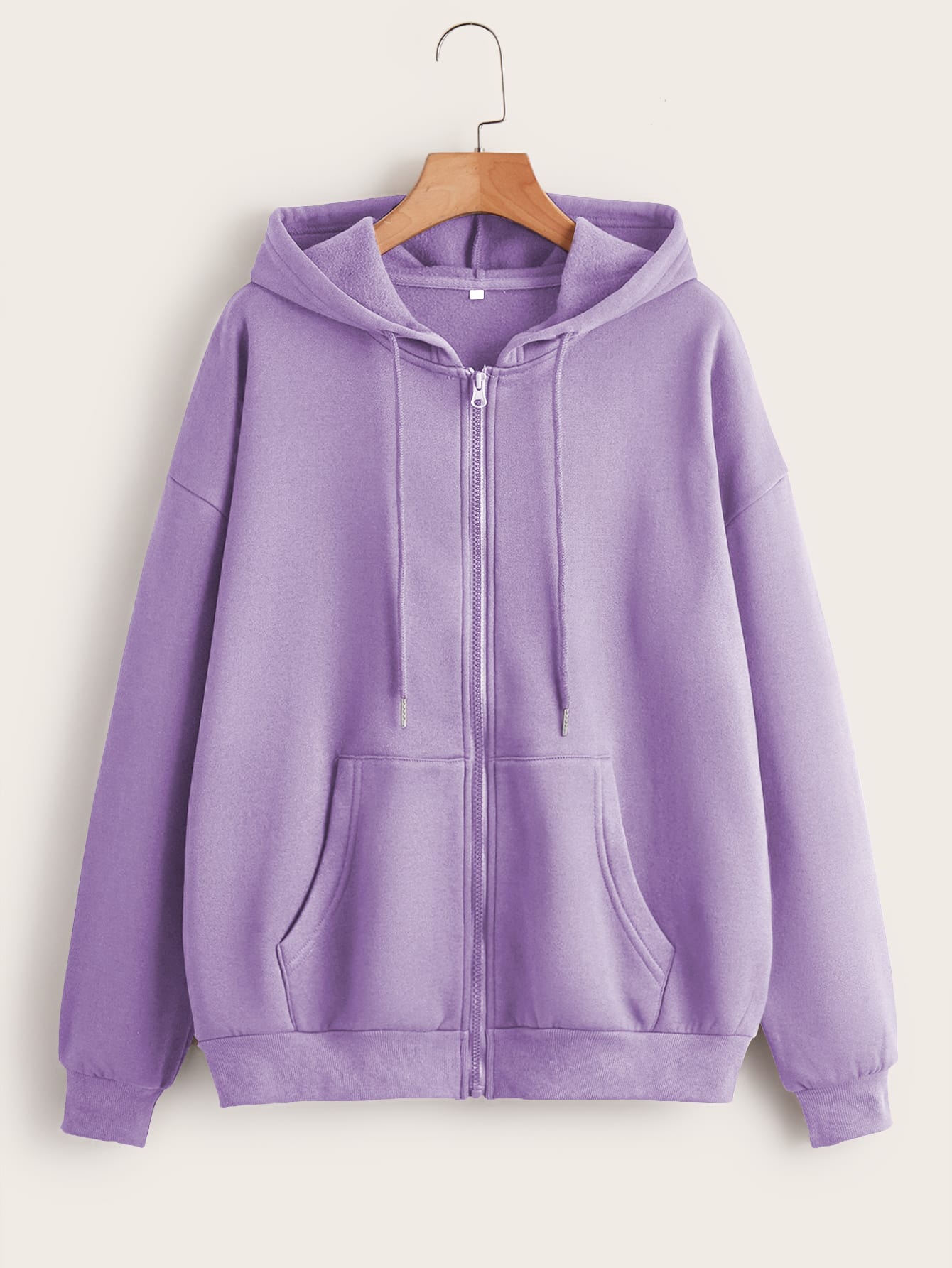 Solid Zip Up Drawstring Thermal Lined Hoodie