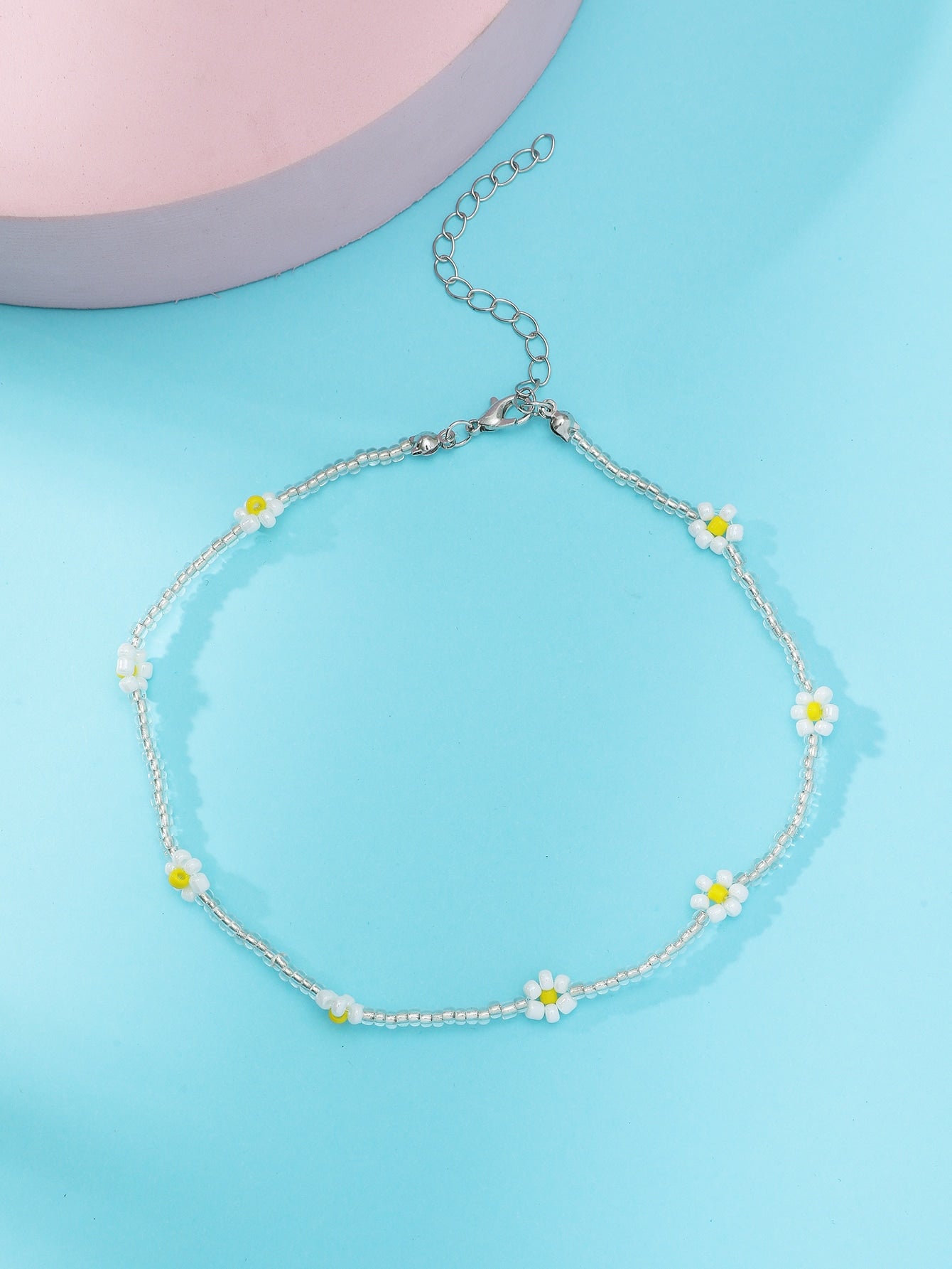 Toddler Girls Flower Decor Beaded Necklace