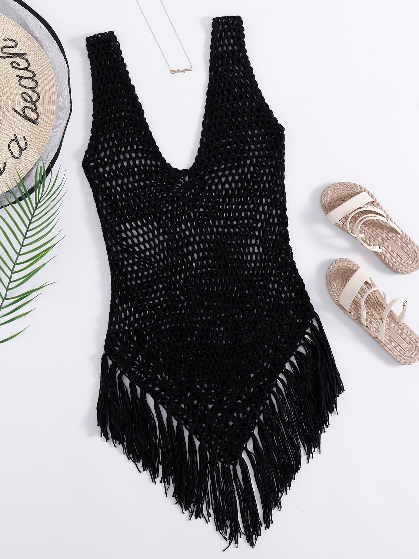 Swim Fringe Hem Crochet Cover Up