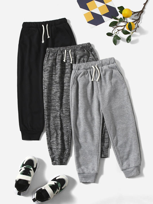 Young Boy 3pcs Drawstring Waist Sweatpants