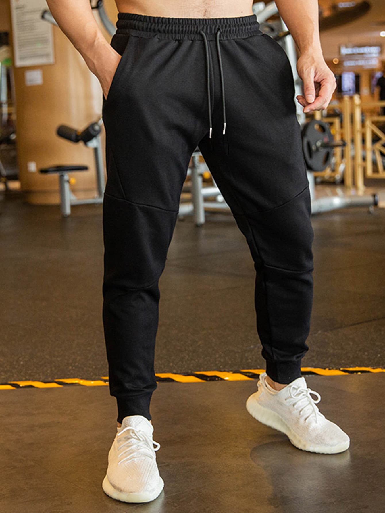 Men Solid Drawstring Waist Sweatpants