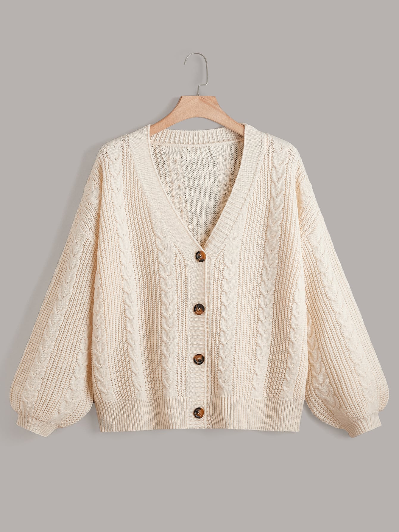 Plus Cable Knit Drop Shoulder Cardigan