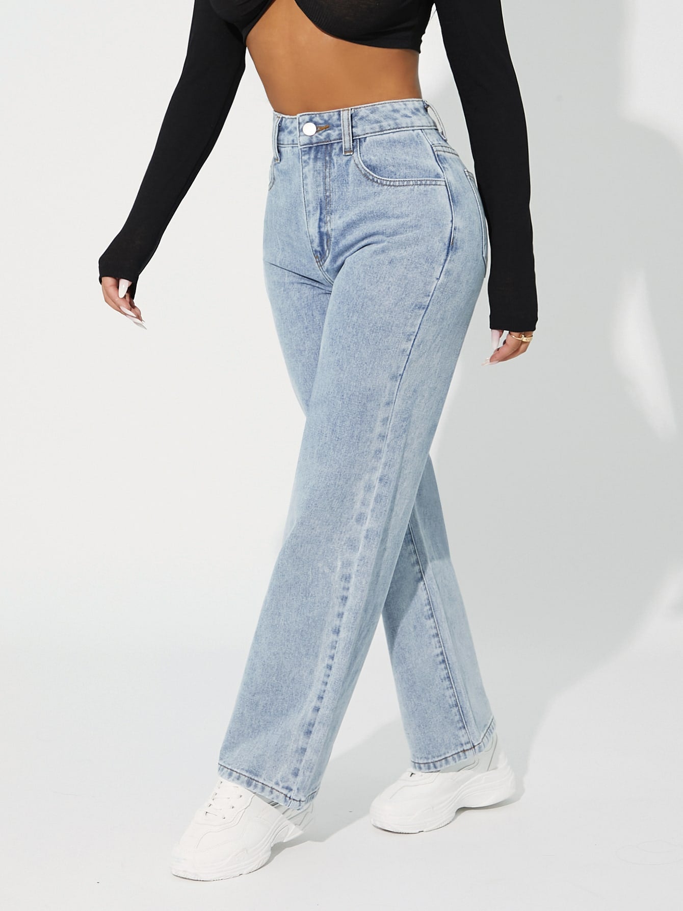 High Waist Straight Leg Jeans