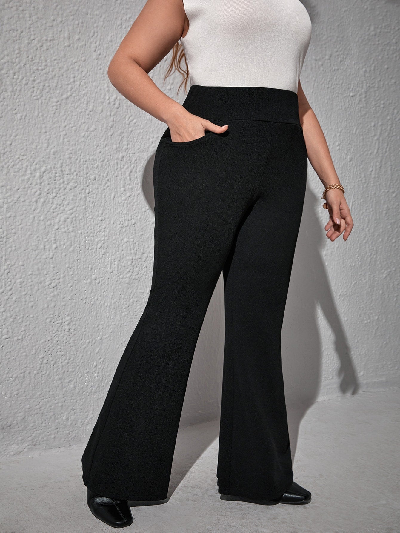 Plus High Waist Flare Leg Pants