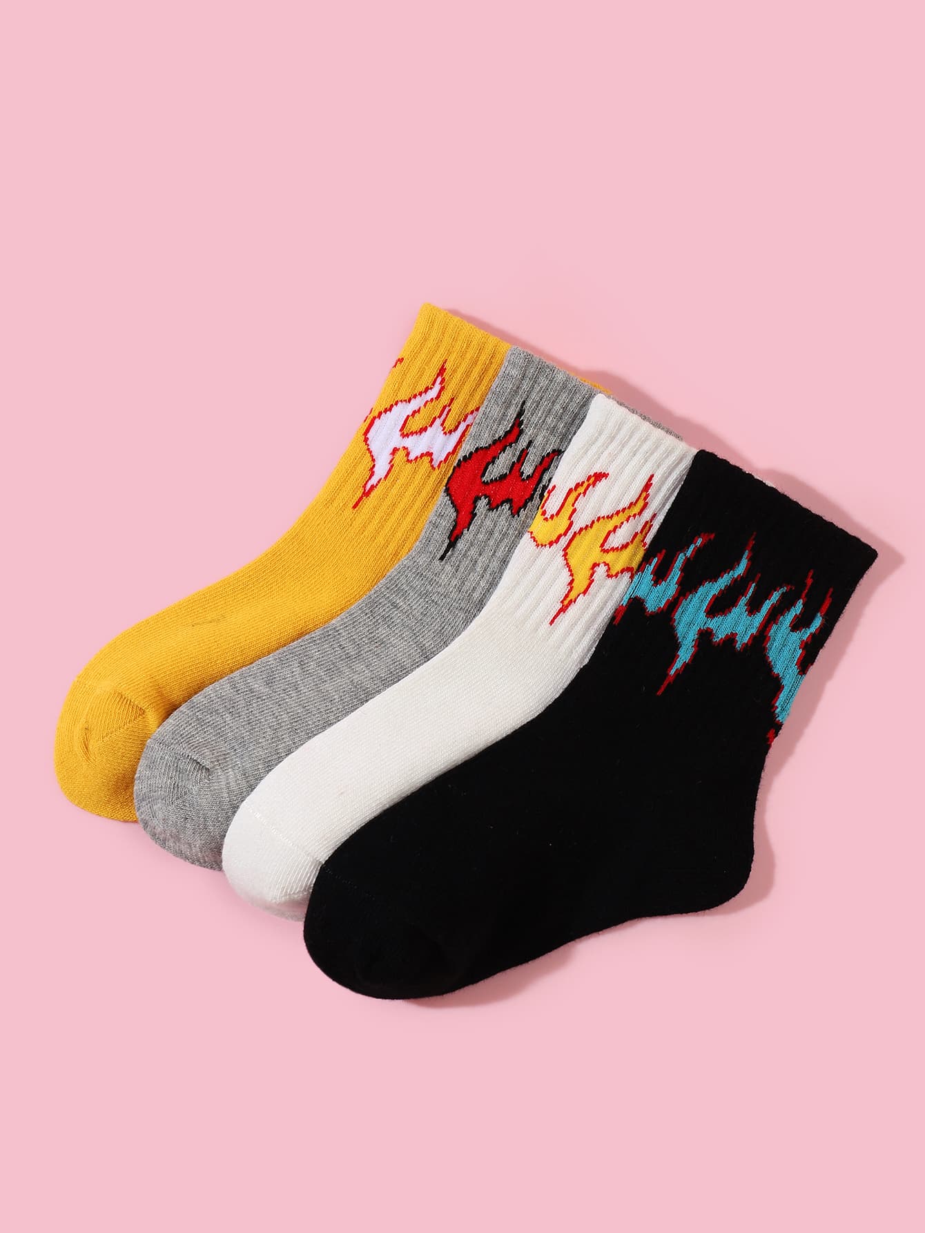 4pairs Toddler Kids Flame Pattern Socks