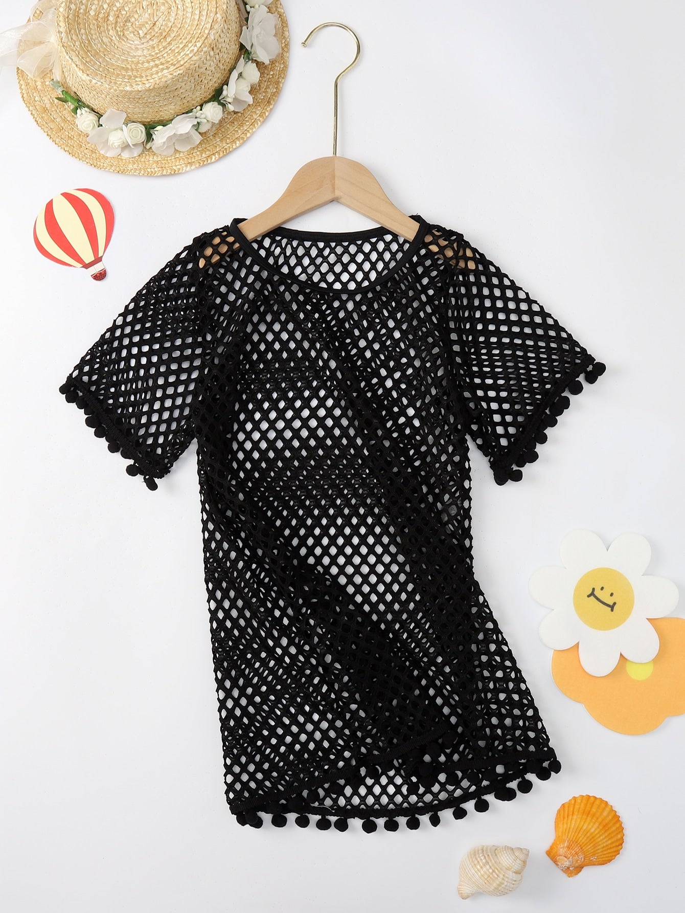 Tween Girl Sheer Short Sleeve Mesh Cover Up