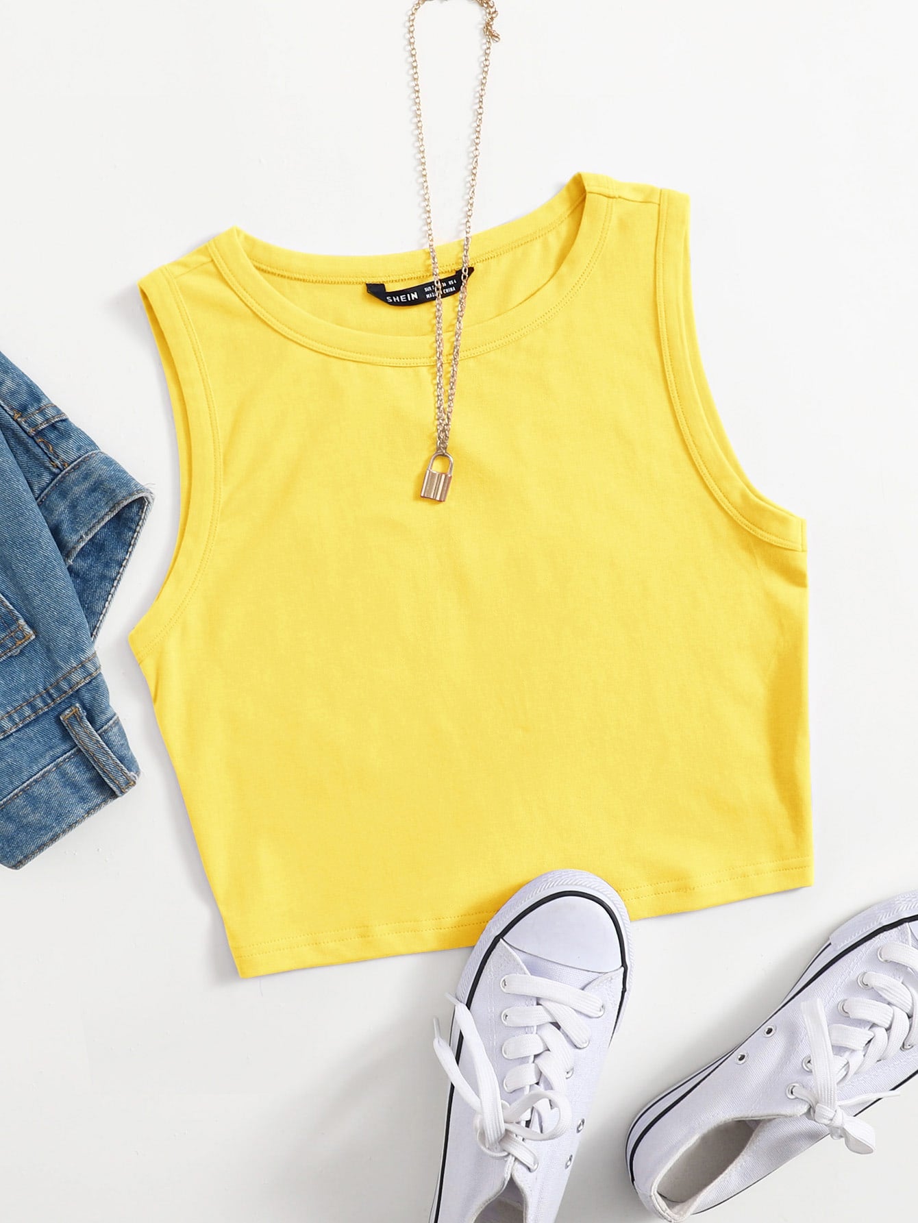 Summer  Outfits Solid Crop Tank Top