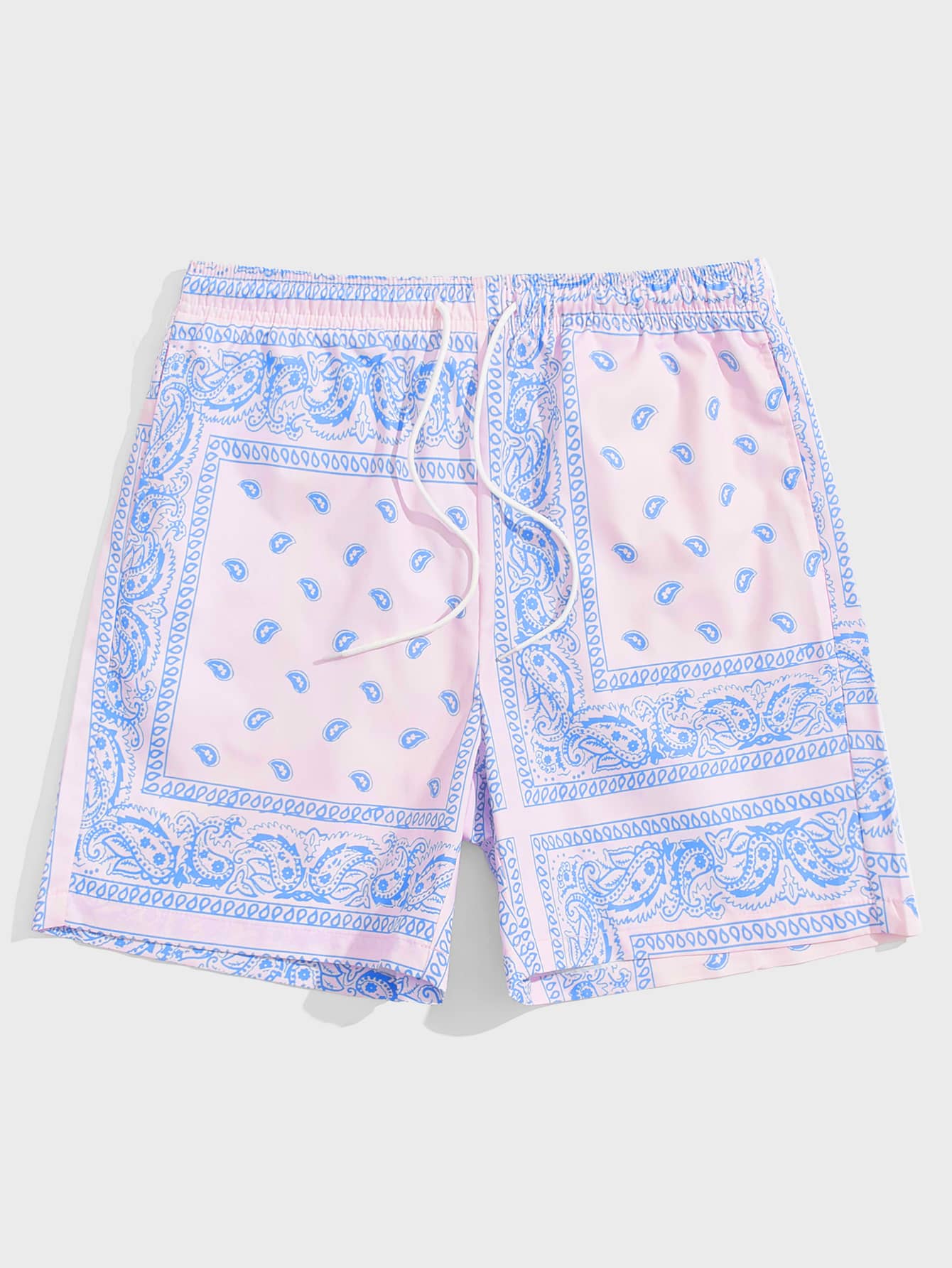 Men Drawstring Waist Paisley Print Shorts