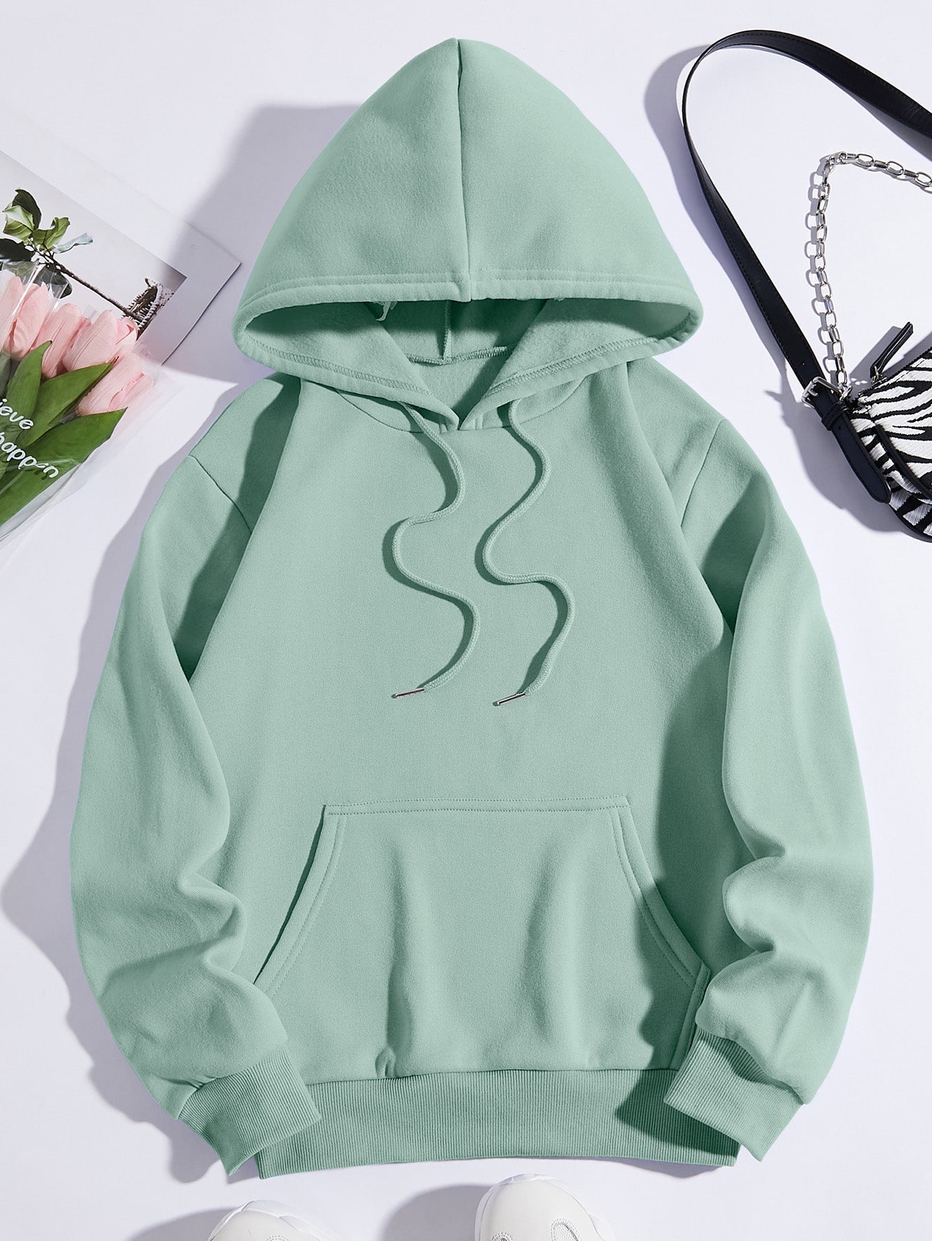 Kangaroo Pocket Drawstring Thermal Lined Hoodie