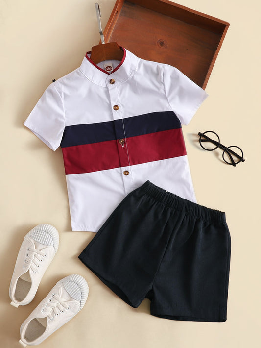 Young Boy Color Block Shirt & Shorts