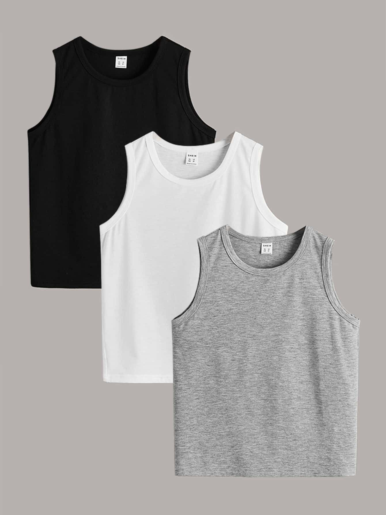 Tween Boy Fashionable Solid Color Casual Tank Top