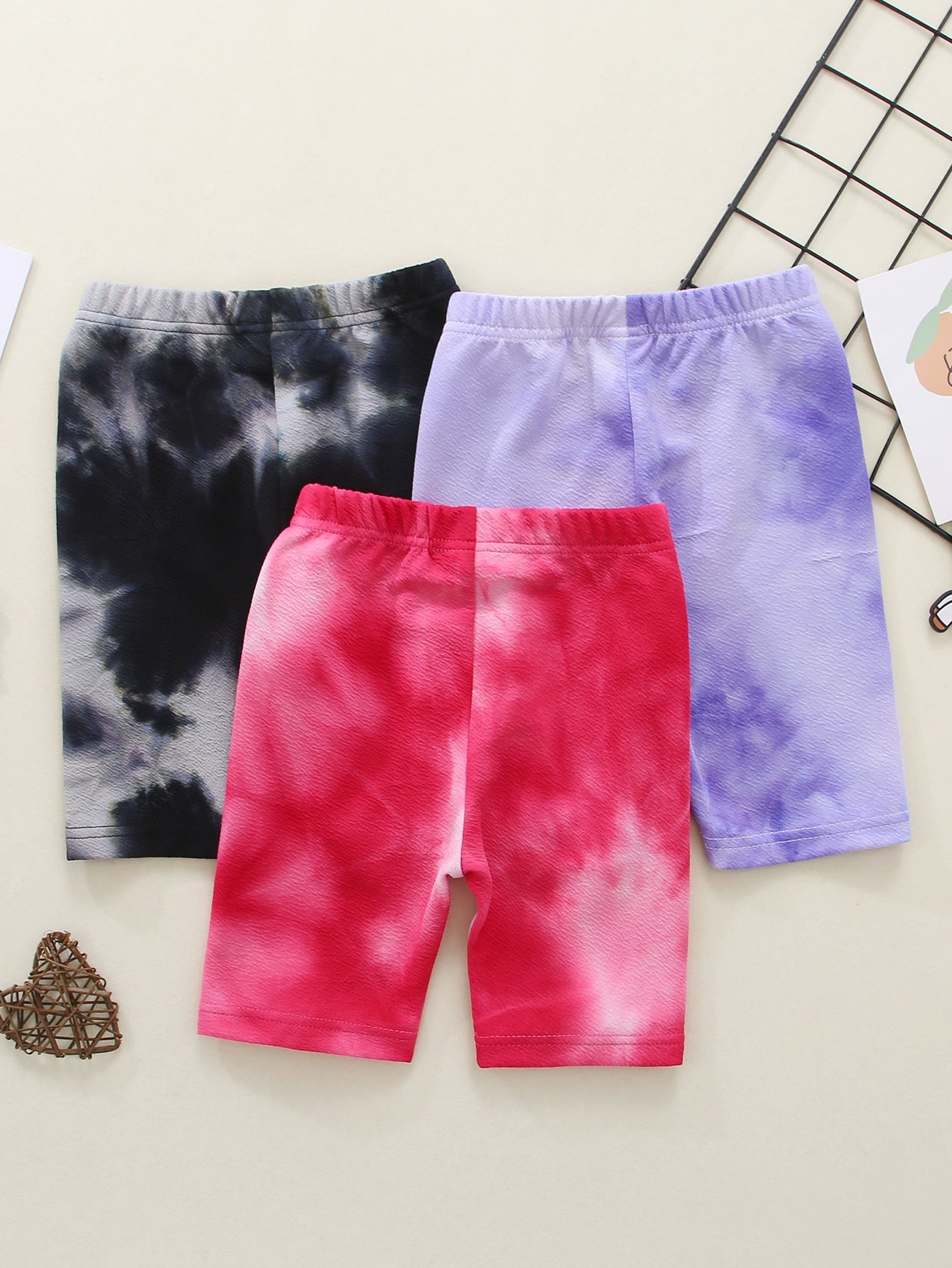 Young Girl 3pcs Tie Dye Biker Shorts