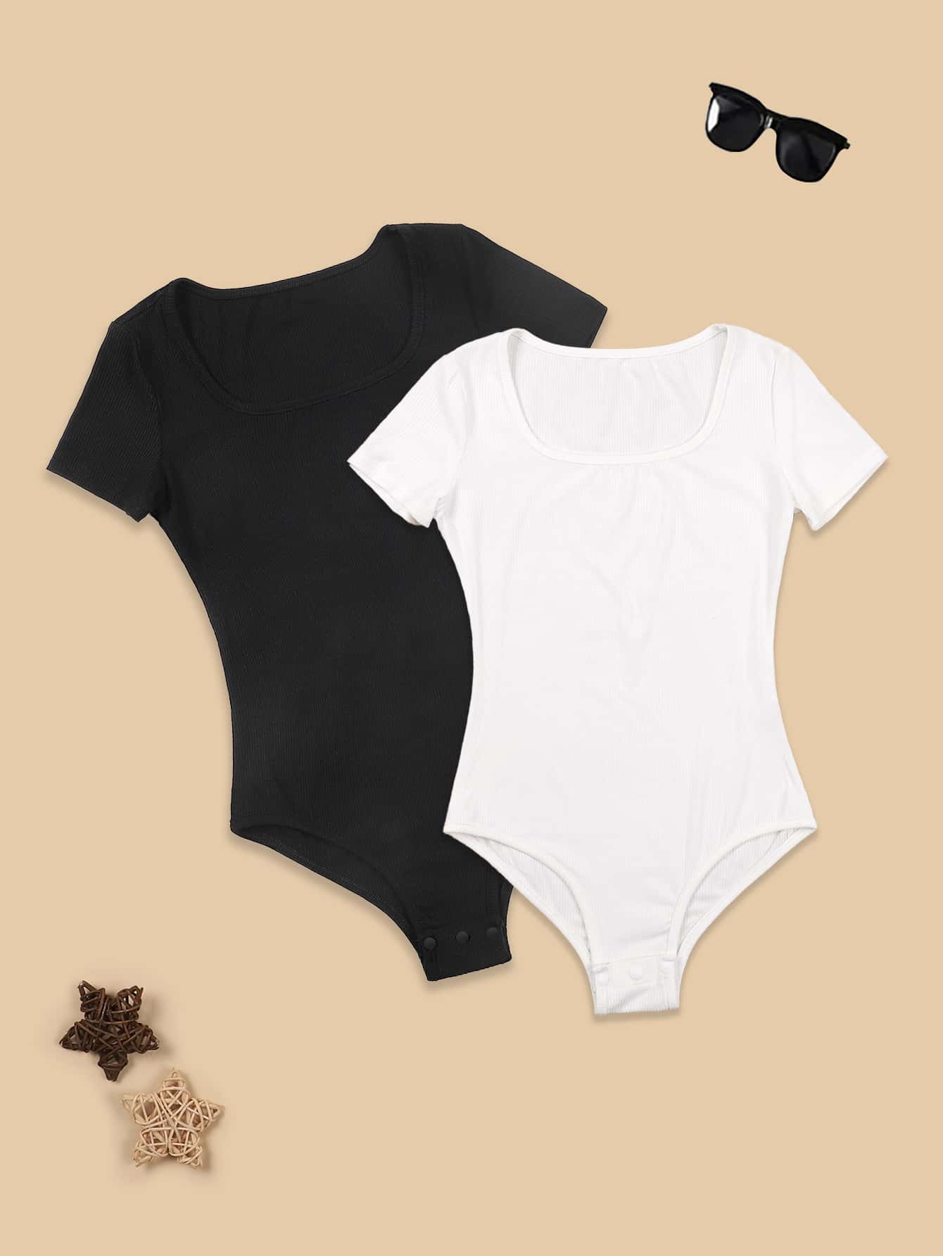 Tween Girl Knitted Ribbed Brown Bodysuit, Y2K Style Suitable For Daily Wear