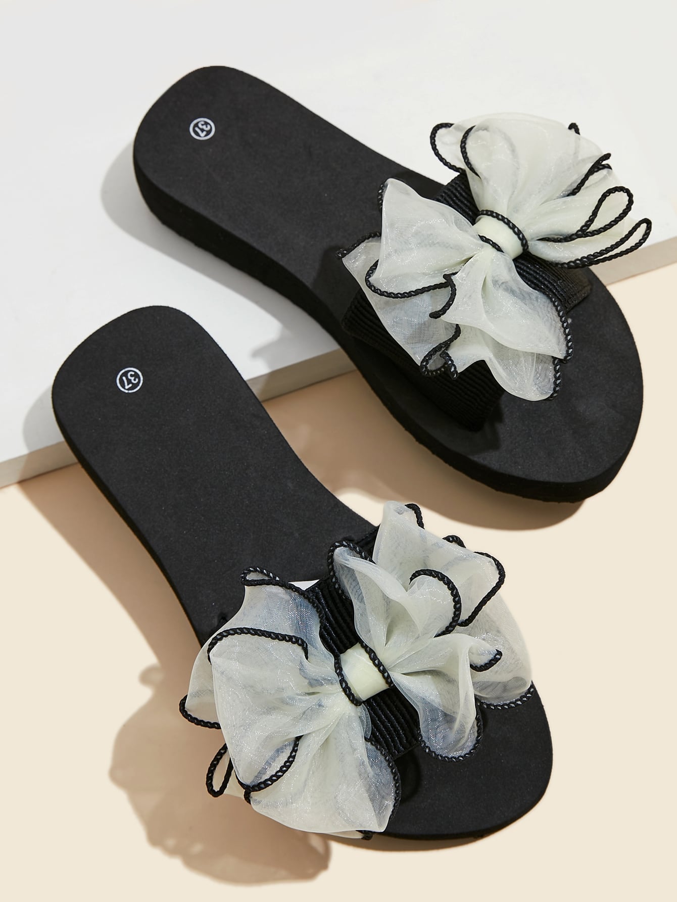 Women Bow Decor Slides, Fashion Summer Slides