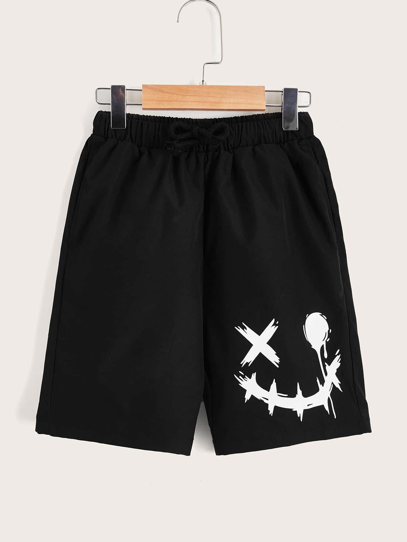 Tween Boy Cartoon Graphic Tie Waist Shorts