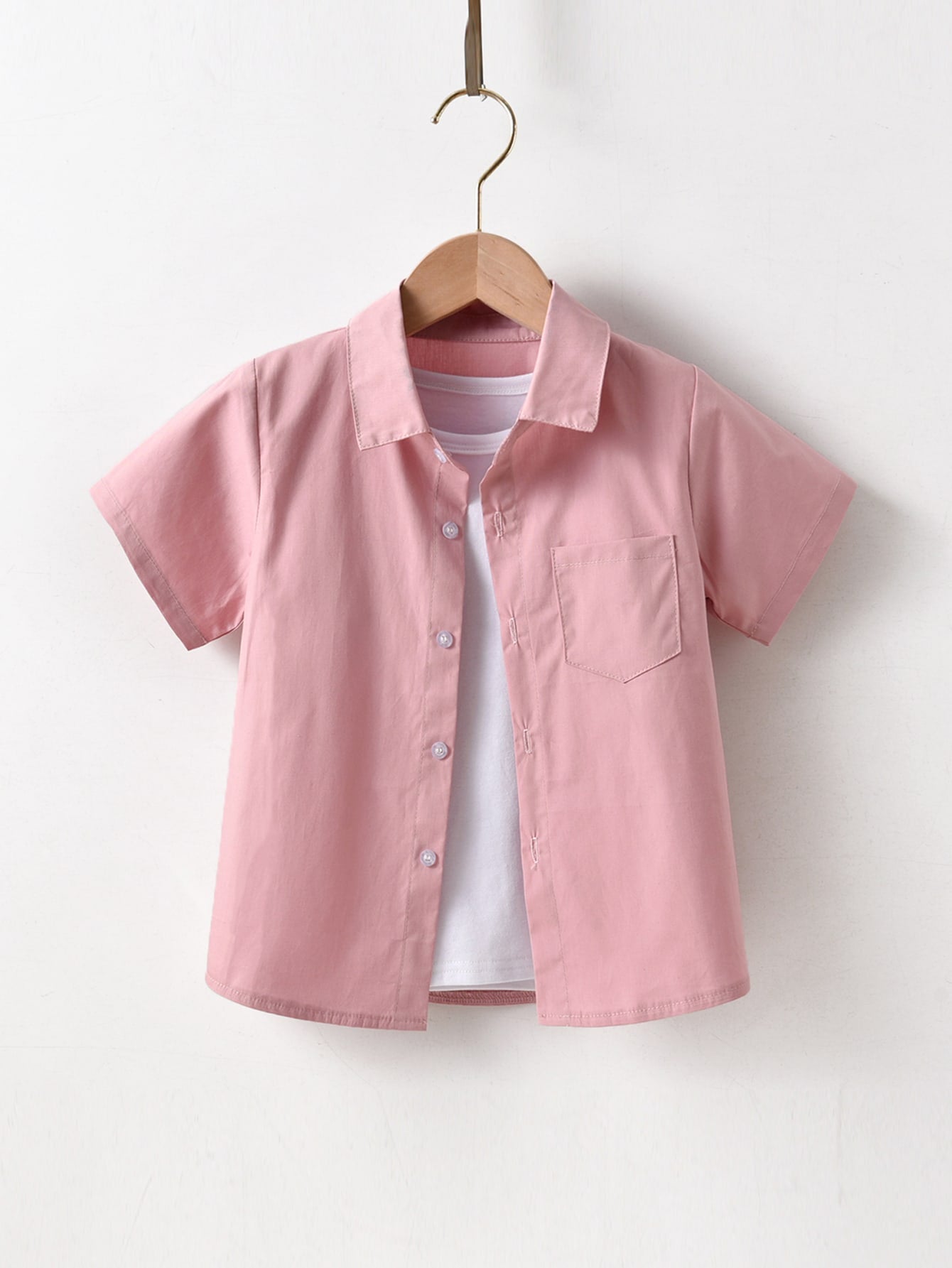 Young Boy Patched Pocket Shirt Without Tee