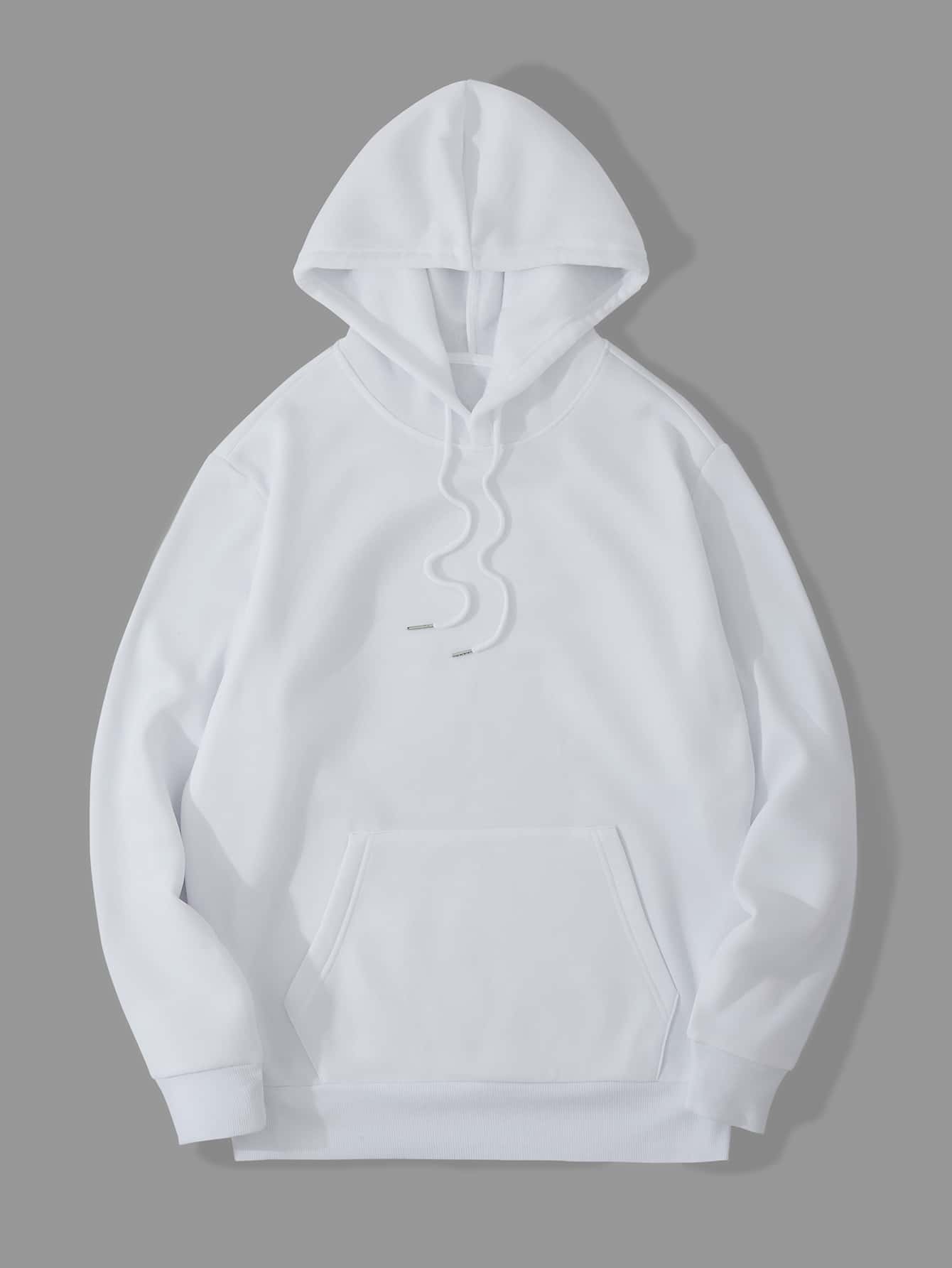 Men Solid Drawstring Thermal Lined Hoodie